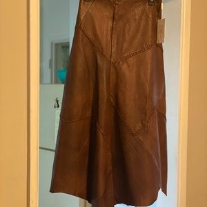 Chocolate leather skirt new